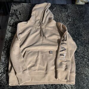 Ariat Beige Hoodie with Sleeve Logo